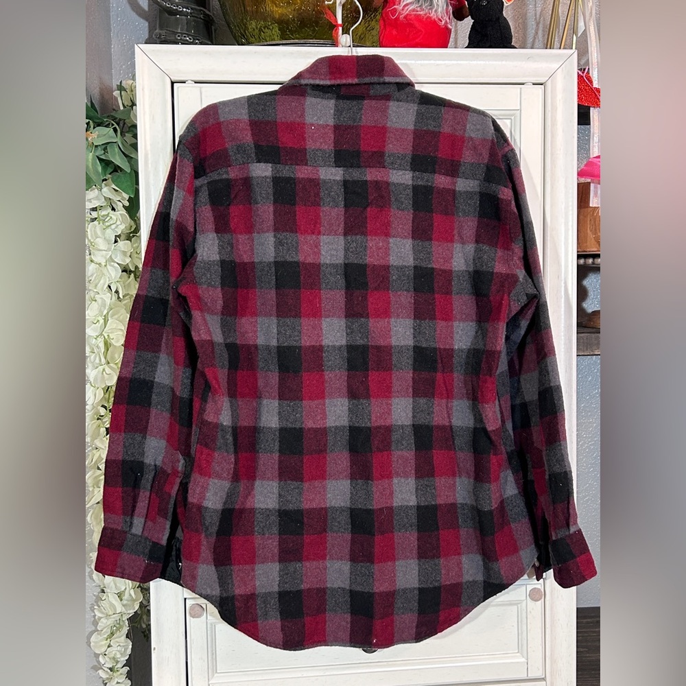 Wool Flannel Vintage Size Large Plaid‎ Red and Black Fall Autumn Winter - Picture 7 of 7